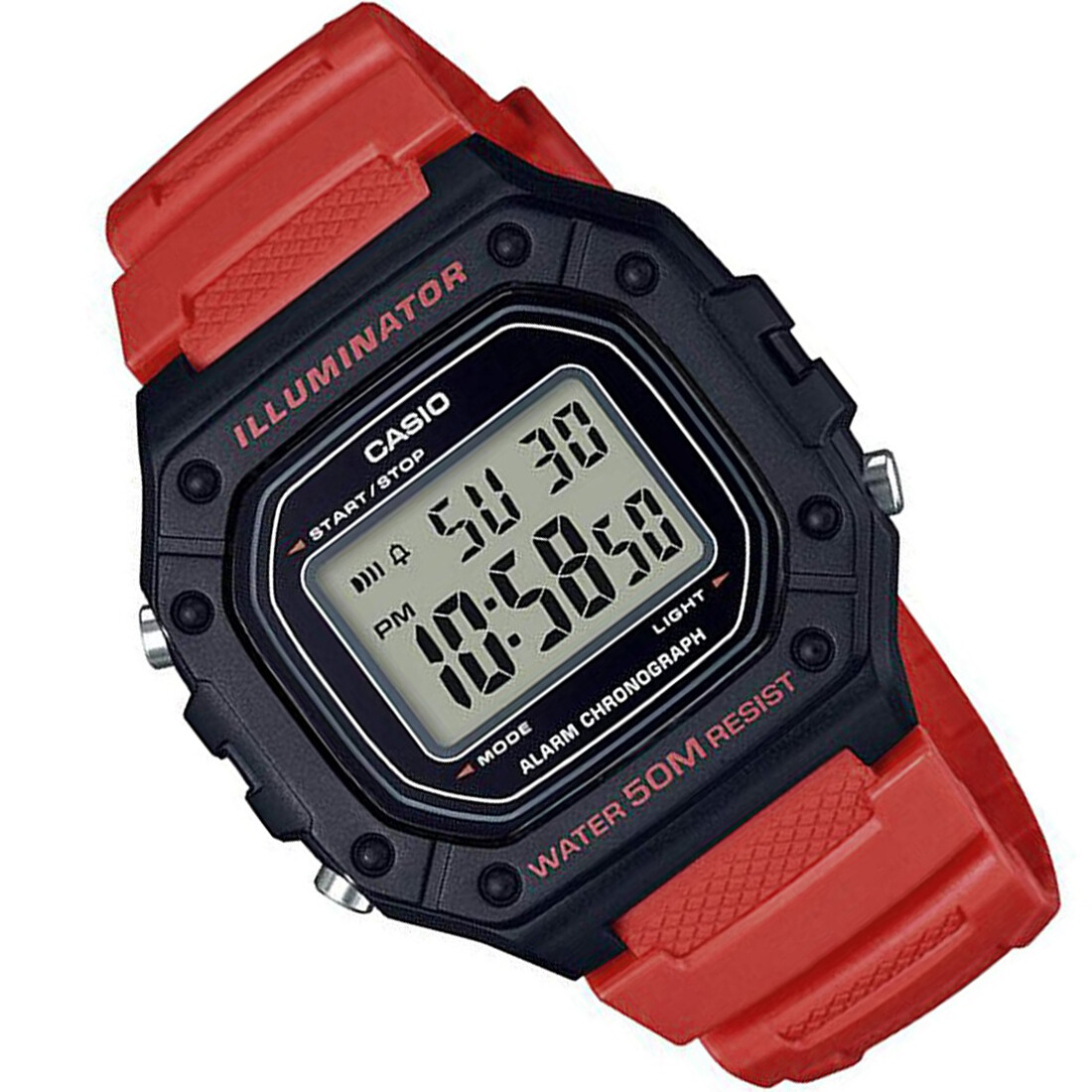 Casio W-218H-4B Original New Red Kids Digital Mens Watch Stopwatch