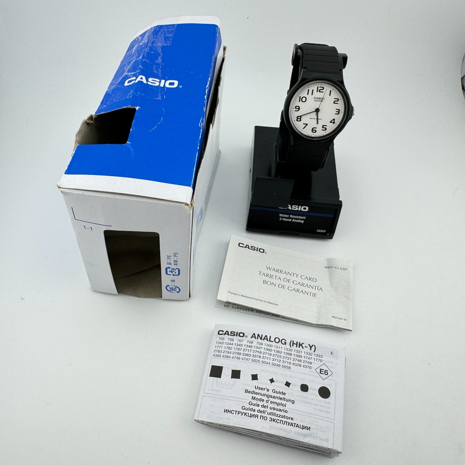 Casio MQ24-1E Men's Black Resin Analog Watch - 34mm Case, Water Resistant, New With Box