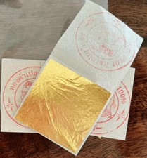 Pure gold leaf 24K Thai Gold leaf set 4 cm x 4cm  50 sheets 