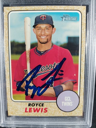 2017 TOPPS HERITAGE MYSTERY ROYCE LEWIS SIGNED PSA/DNA AUTHENTIC AUTO TWINS Rare - Picture 2 of 10