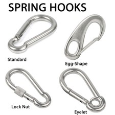A2 Stainless Steel Carabiner Snap Spring Hook Lock Nut Eyelet Standard 304 Grade