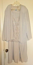 Gorgeous R M Richards Karen Kwong Fancy Formal Beige 3 pc Pantsuit sz 24W