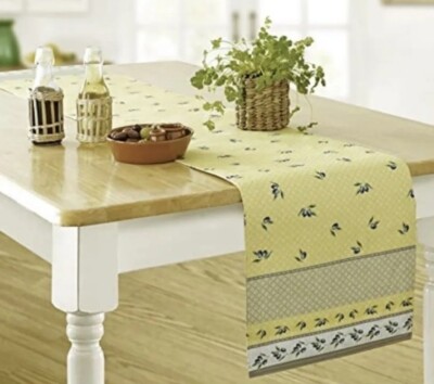 Home Bargains Plus Province Country French Table Linen Runner yellow  -72 NWT 