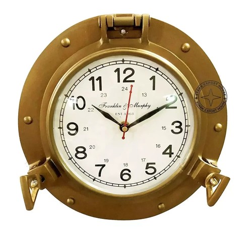 12 in Antique Nautical Navigation Marine Ship Porthole Brass Wall Decor Clock - Picture 6 of 6