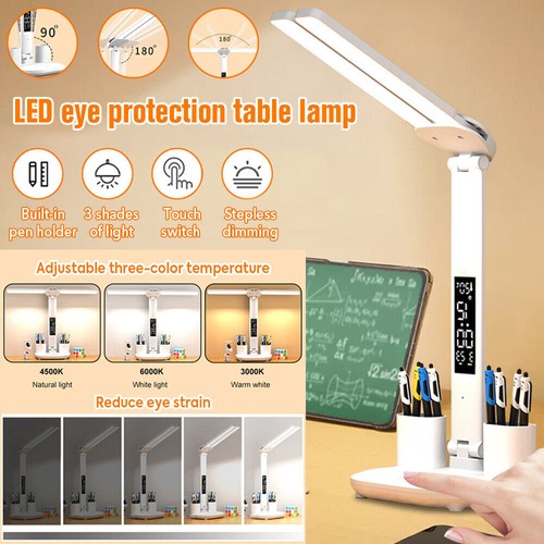 Touch LED Desk Lamp Bedside Study Reading Table Light Dual Head Dimmable USB - Picture 3 of 9
