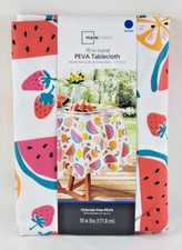 NEW Mainstays PEVA Tablecloth Fruit 70" Round Summer