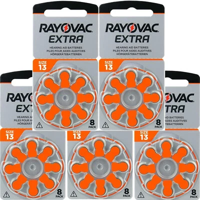 40 x RAYOVAC 13 DA13 A13 ORANGE Hearing Aid Batteries ZA13 13au AC13E ME8Z L13Z