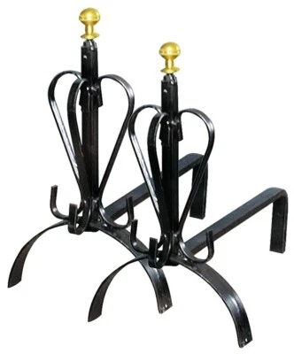 Paire Chenets Pour Cheminée Poggialegna Brucialegna Supports 31x34 CM Angulaires - Photo 1/2