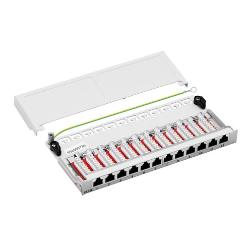 Patchpanel Cat.6A 12-Port 0,5HE RJ45 geschirmt Desktop Aufputz grau ProfiPatch - Photo 3/12