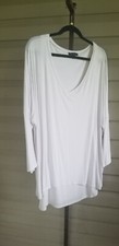 Tribal Blouse Tunic 3/4 Sleeve Top Plus Size XXL White Stretch LAYERED NWT