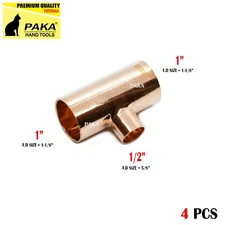 4 PCS - 1" x 1" x 1/2” COPPER REDUCING TEE FOR PLUMBING