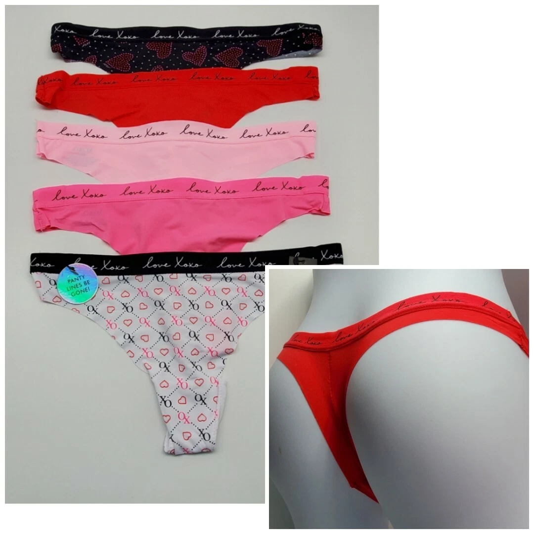 XOXO 5-Pack Women's S M XL No Panty Lines Microfiber Thongs Pink