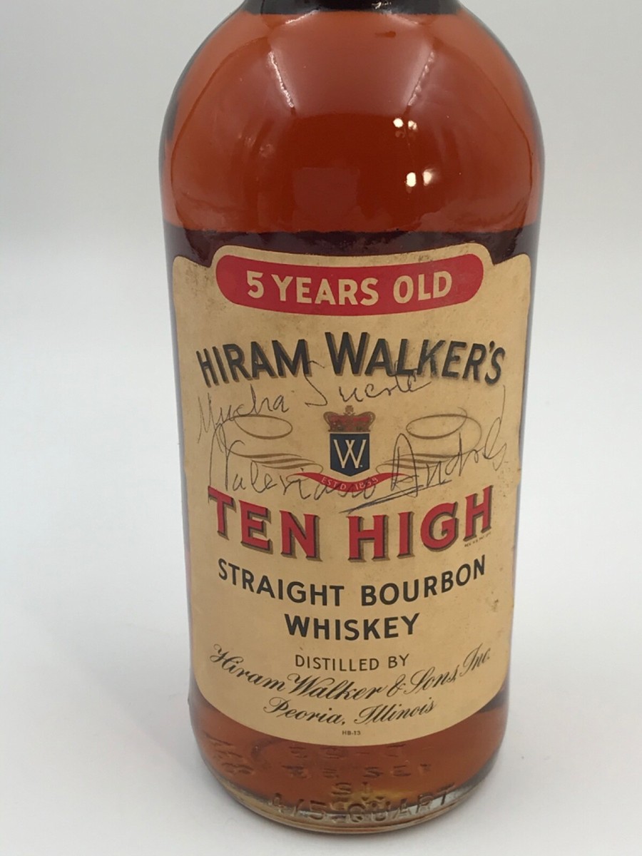 WHISKY TEN HIGH HIRAM WALKER´S 5 YEARS OLD STRAIGHT BOURBON