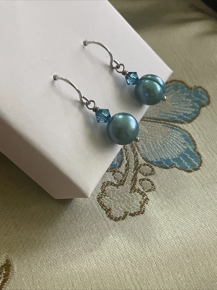 PENDIENTES GANCHO HONORA PLATA ESTERLINA 925 PERLAS 10MM Foto 3 de 4