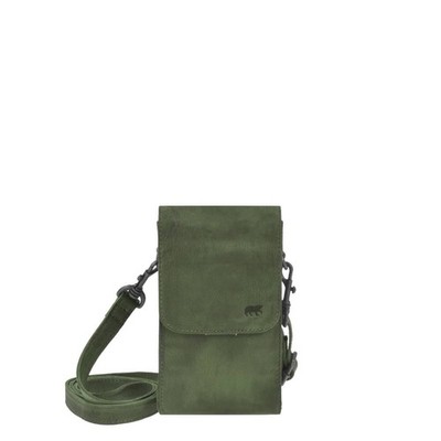 Bear Design Damen Handytasche Leder zum Umhängen ''Robbie'' green (dunkles grün)