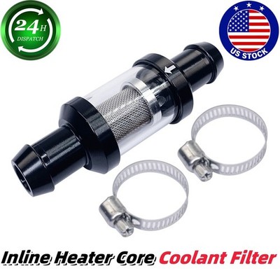 Inline Heater Core Coolant Filter Kit&Inspection System For all Truck 5/8''Filter