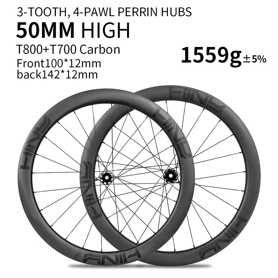 HINY 700C 50mm Carbon Laufradsatz Rennrad 1559g Scheibenbremse Tubeless HG - Bild 4 von 4