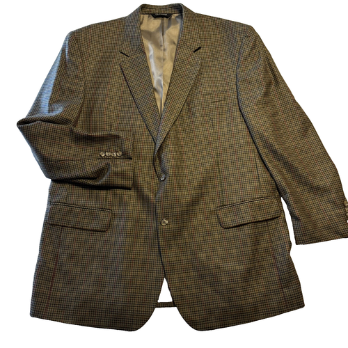 Jos. A. Bank Mens Blazer 50L Brown Check Plaid Wool Sport Coat 2 Button Jacket