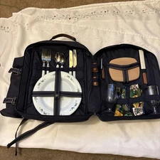 Insulated Picnic Basket Set Lunch Tote Backpack Cooler for 2