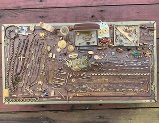 Antique Gold Plate/Filled Jewelry Lot 522 Gram Junk Drawer Victorian Vintage