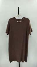 Quince Women Mongolian Cashmere Short Sleeve Mini Dress Brown L