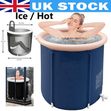 Portable Ice Bath tub Hot Cold Plunge Tub Pool Foldable Large size +Cover(Blue）