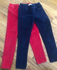 Two 2 Pair of Boden Corduroy Pants Size 8Y Elastic Waist Colors Red and Navy