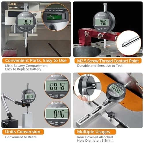 0-12.7mm/0.5" Digital Dial Indicator 0.01mm/0.0005" with Resolution - by Neoteck