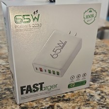 65W Multi-Port Fast Charge USB Wall Charger QC3.0 PD White Glossy Universal