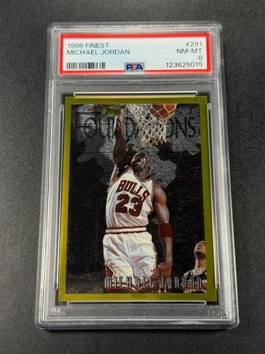MICHAEL JORDAN 1996 TOPPS FINEST #291 FOUNDATIONS GOLD CARD NM-MINT PSA 8 NBA MJ