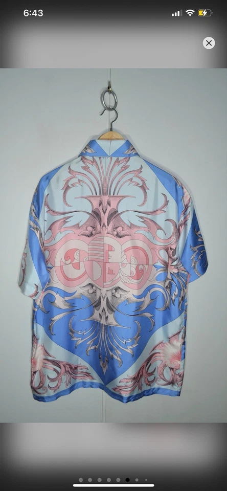 Camisa abotonada con estampado de seda para hombre Gianni Versace talla 54 Foto 2 de 4