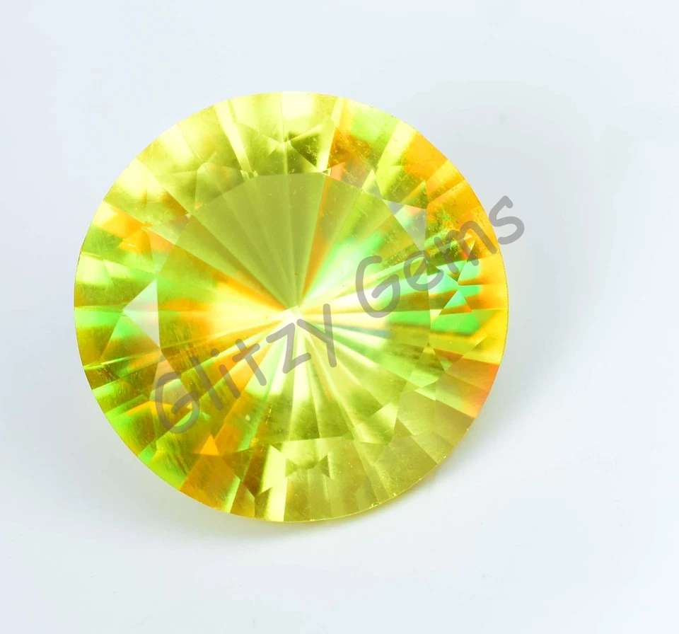 Cuarzo místico color amarillo natural 29,90 quilates redondo impecable piedra preciosa certificada Foto 3 de 4