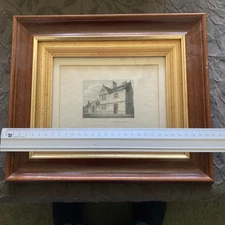 Framed 1818 print of  Lyveden Old Bield (named Leaden Old Beel), Northants