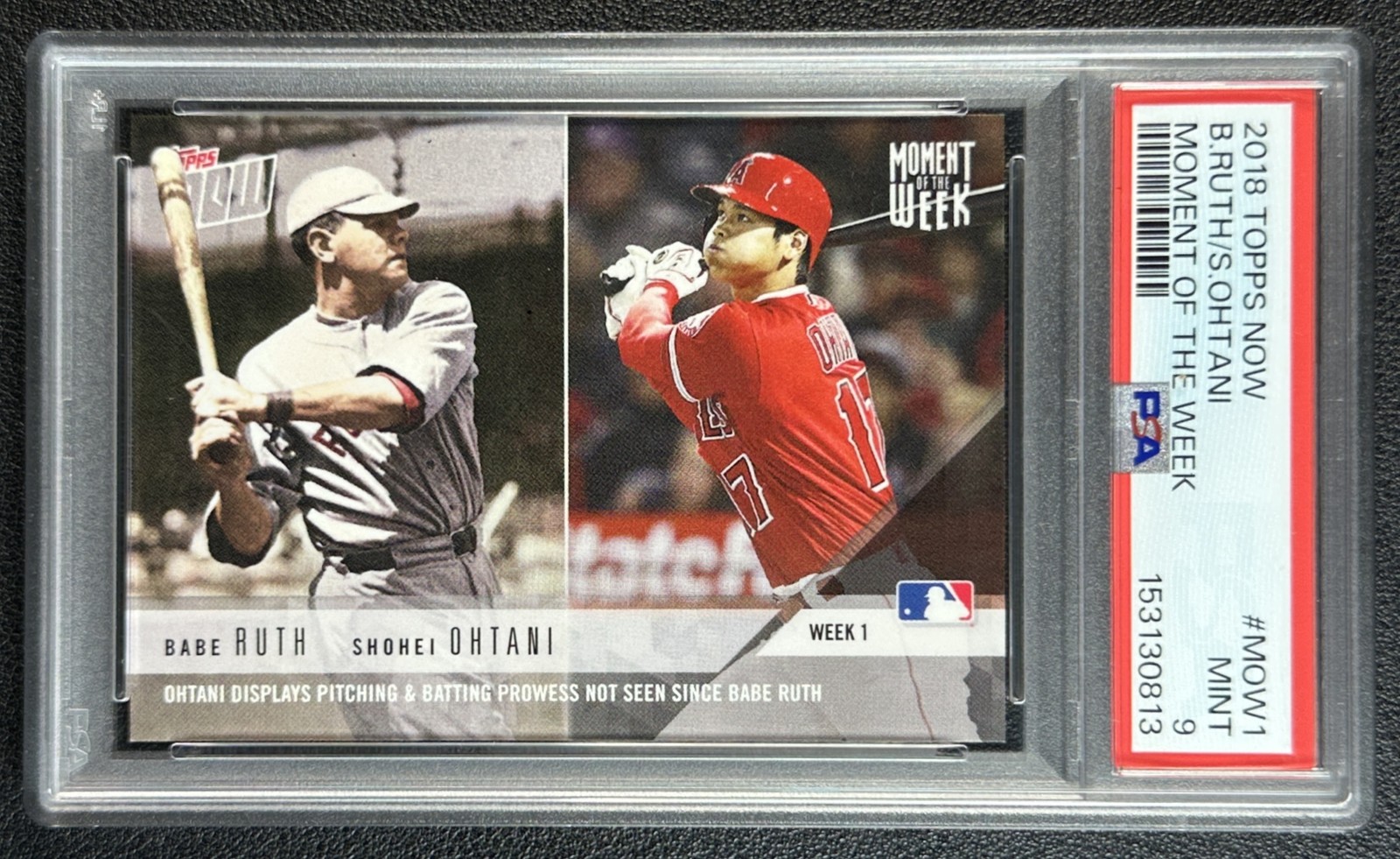 BABE RUTH SHOHEI OHTANI PSA 9 2018 TOPPS NOW MOMENT OF THE WEEK #MOW-1 ROOKIE 13