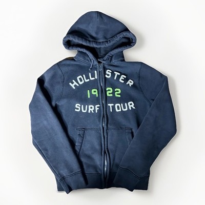 Vintage Y2K Hollister Hoodie Men's XL Blue Surf Tour 1922 Full Zip