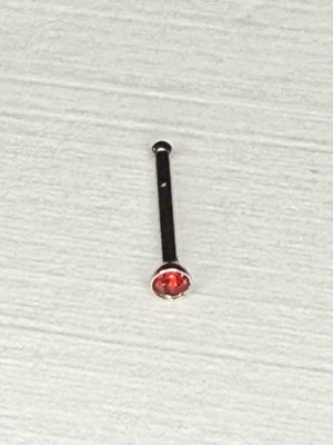 1 Piece Nose Pin Stud 20 gauge Surgical Steel CZ Shiny Red Ruby Piercing Jewelry