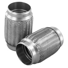 2PCS Exhaust Flex Pipe, 3"x6" Heavy Duty Stainless Steel Double Braid