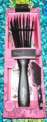 DETANGLING BRUSH by Ed HARDY Brand New in Box with Stickers Looks Tattoos