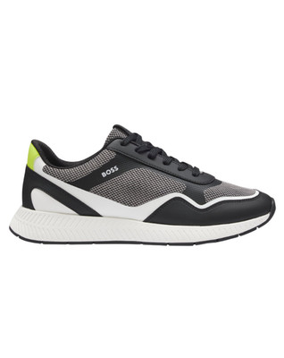HUGO BOSS CHARCOAL MENS SHOE SNEAKER TITANIUM RUNN METHAL 50568928015