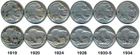 1919-1934 INDIAN/BUFFALO NICKEL 6-PIECE GROUP T2