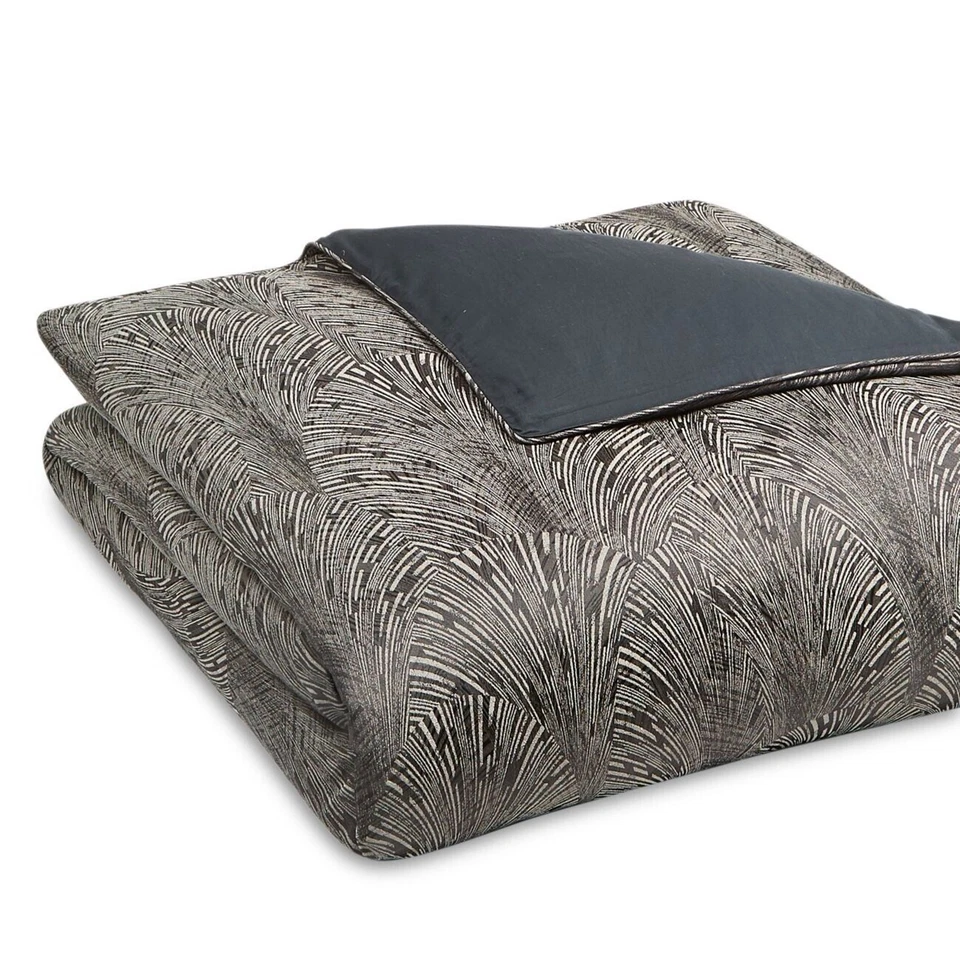 Capa de edredom Hudson Park marrom mistura de algodão luxo Deco ventilador conforto tamanho King - Imagem 2 de 4