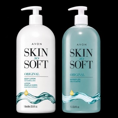 Avon Skin So Soft Original Scent XL Body Lotion & Shower Gel Duo 33.8 oz Each
