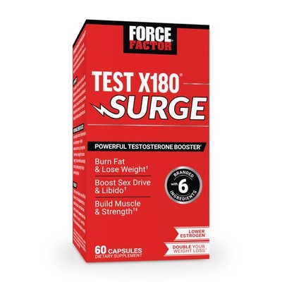 Force Factor Test X180 Surge 60 Count (Pack of 1), Red (Packaging)
