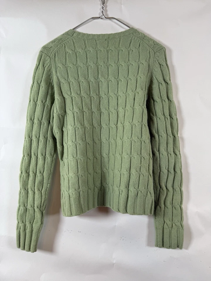 GAP | Suéter Cuello Redondo Tejido con Cable Mezcla Lana de Cordero Verde Años 90 De Colección, Talla Pequeña Foto 4 de 4
