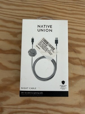Native Union Night Cable USB-A Cable 10ft Zebra for iPhone iPad Reinforced Cable