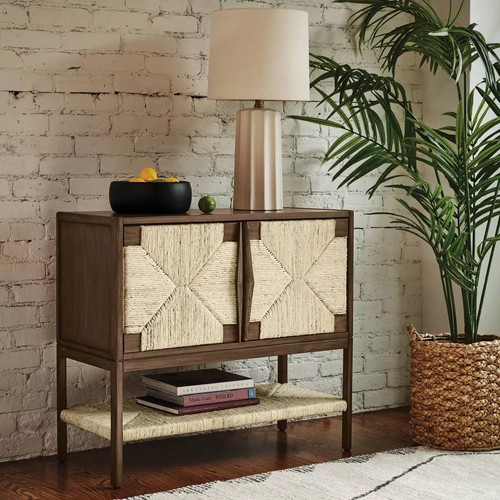 Withania 2 Door Cabinet - Threshold™: Vintage Woven Accent, Wood Composite, Anti - Picture 2 of 8