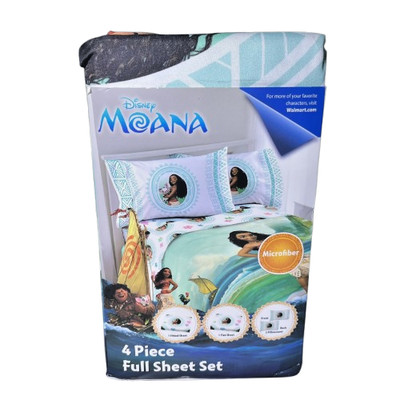 Disney Moana 4-Piece Full Sheet Set Microfiber Bedding - New in Packaging