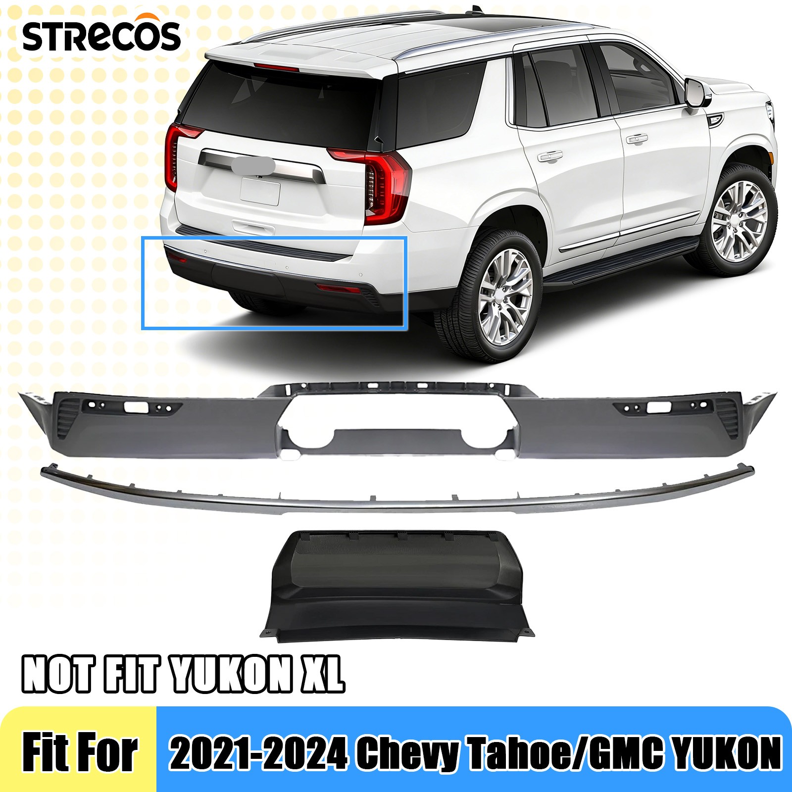 For 2021-2024 Chevy Tahoe GMC YUKON Rear Lower Bumper Cover Valance Panel Kit