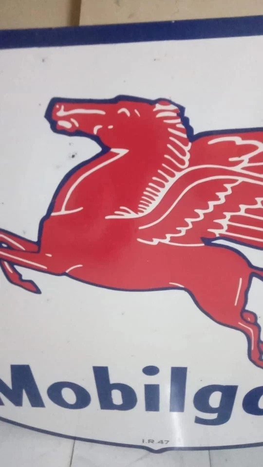 Mobil Gas  Porcelain Enamal Heavy Metal Double Side - Image 4 of 4