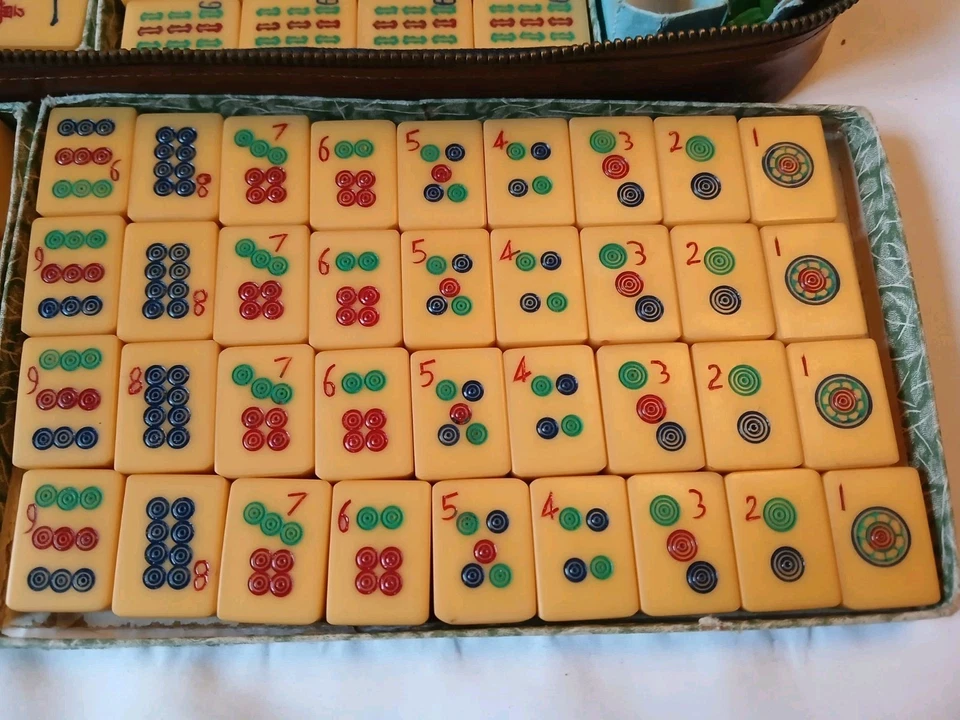 Mahjong 156 Butterscotch Bakelite Tiles Case Book NMJL Mah Jong Jongg Vintage - Image 2 of 4